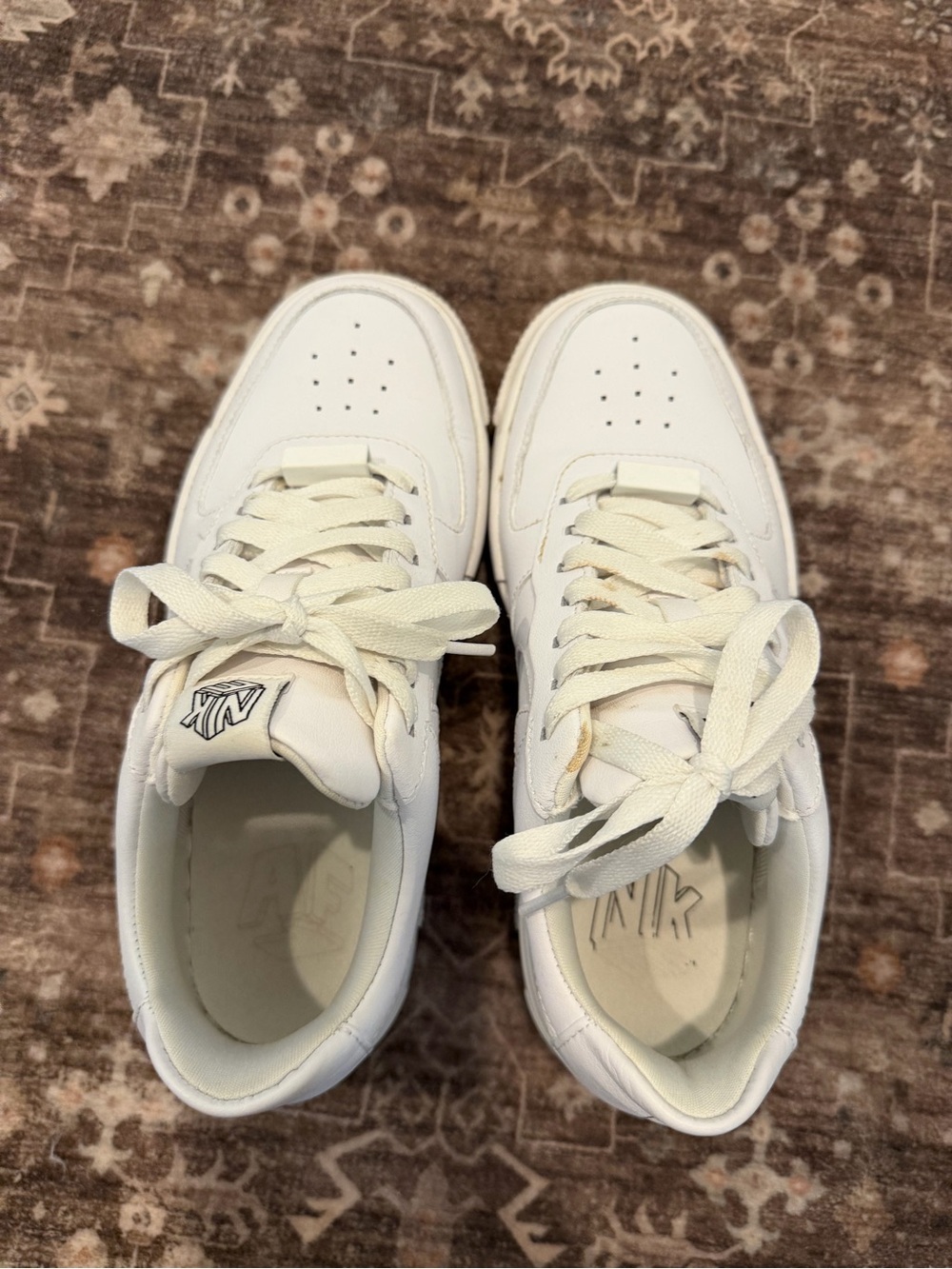 White Women's Leather Sneakers - Classic Low-Top Style - Picture 13 of 16